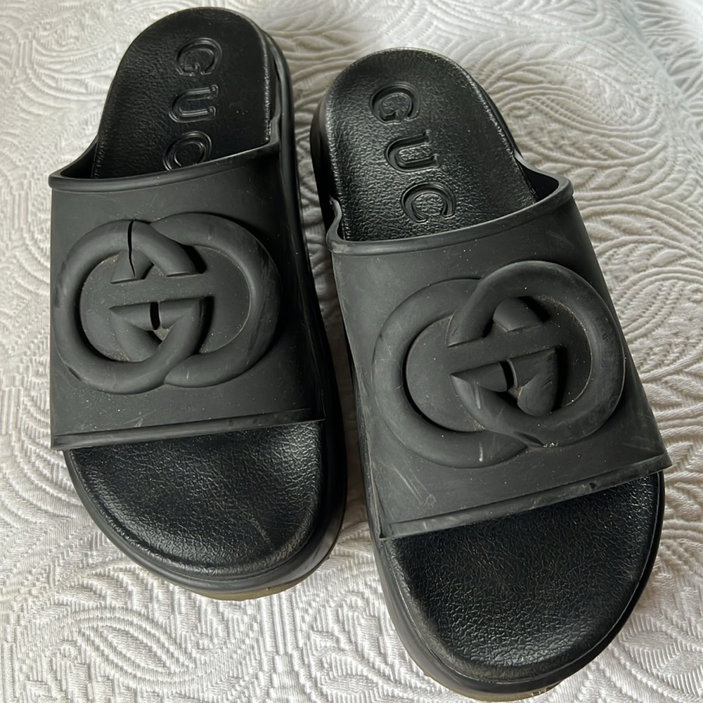 Gucci Miami Rubber Platform Sandals Women's Size 10 - Picture 3 of 11